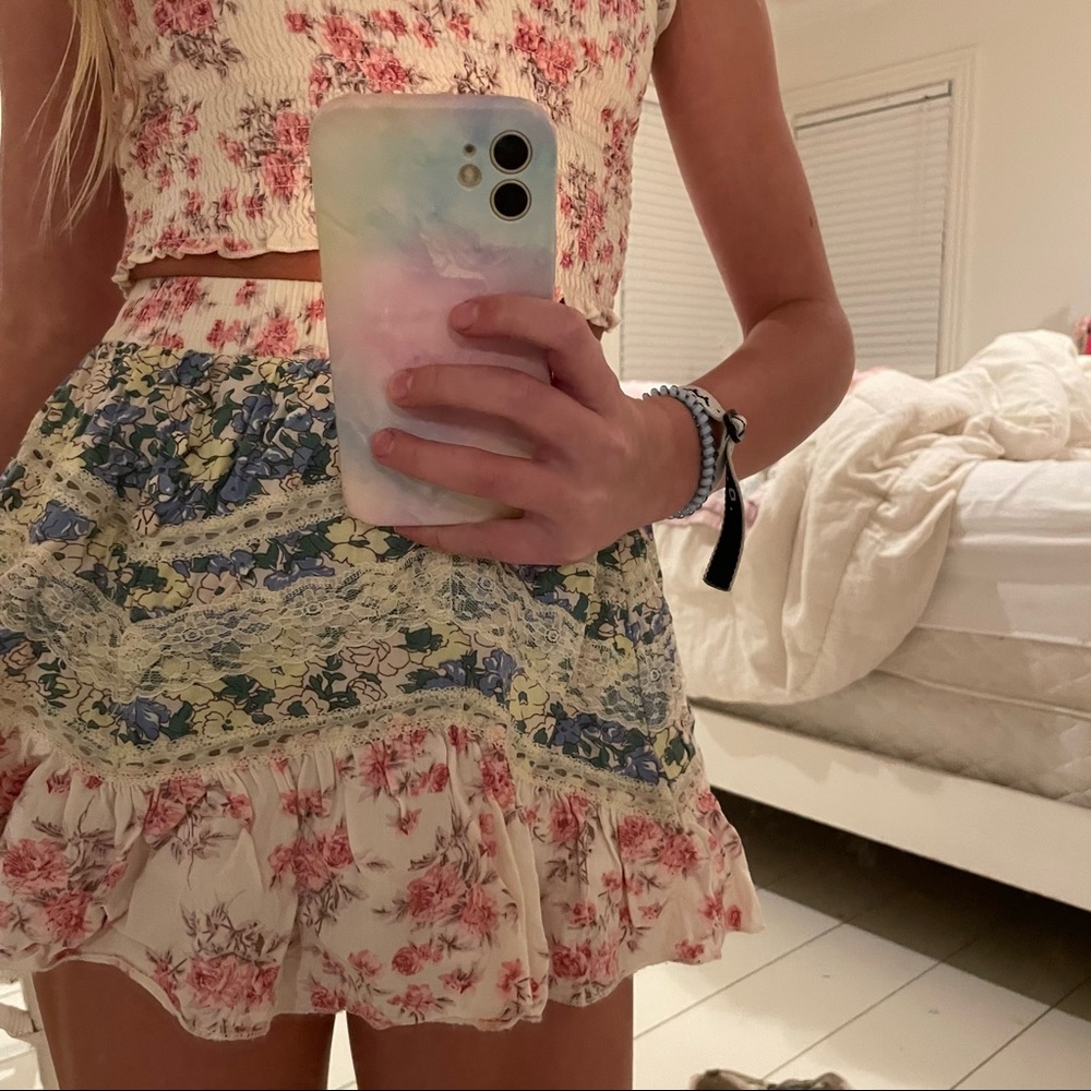 girls floral lace skirt